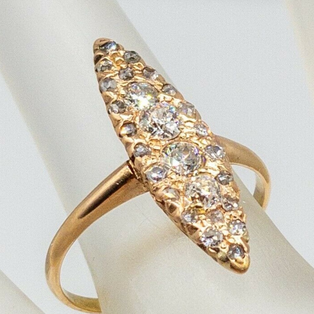 VICTORIAN OLDMINE CUT DIAMOND 14K YELLOW GOLD RING